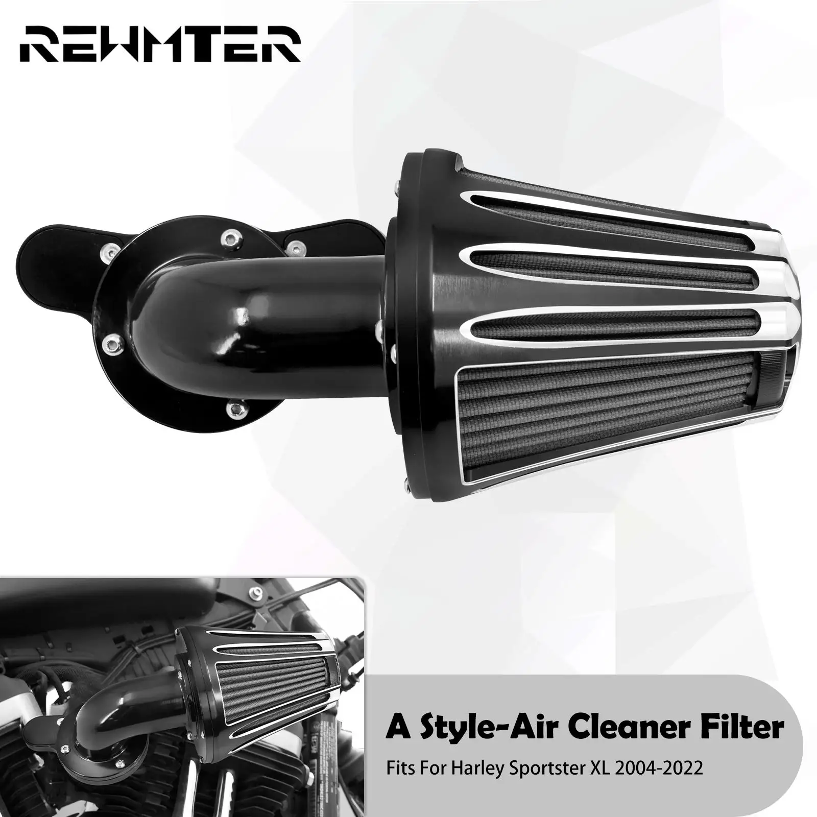 Motorcycle CNC Air Cleaner Black Air Filter For Harley Sportster XL 883 1200 48 72 Iron Roadster Custom Super Low 2004-2021 2022