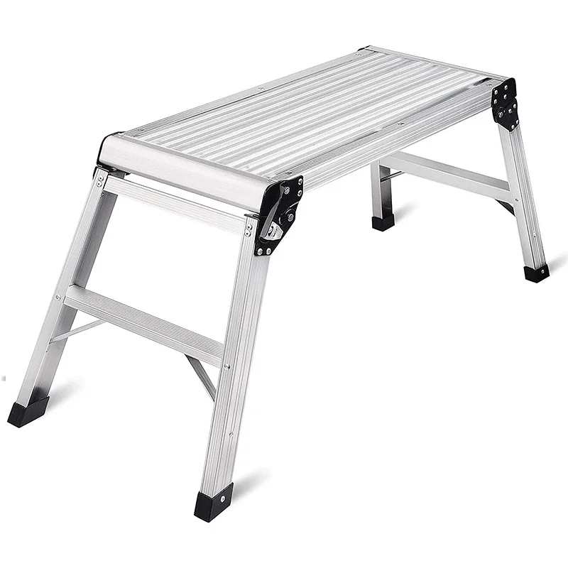 Aluminum Work Platform 660 lbs Load Capacity Drywall Stool Ladder Non-Slip Feet Versatile Vehicle Washing Bench