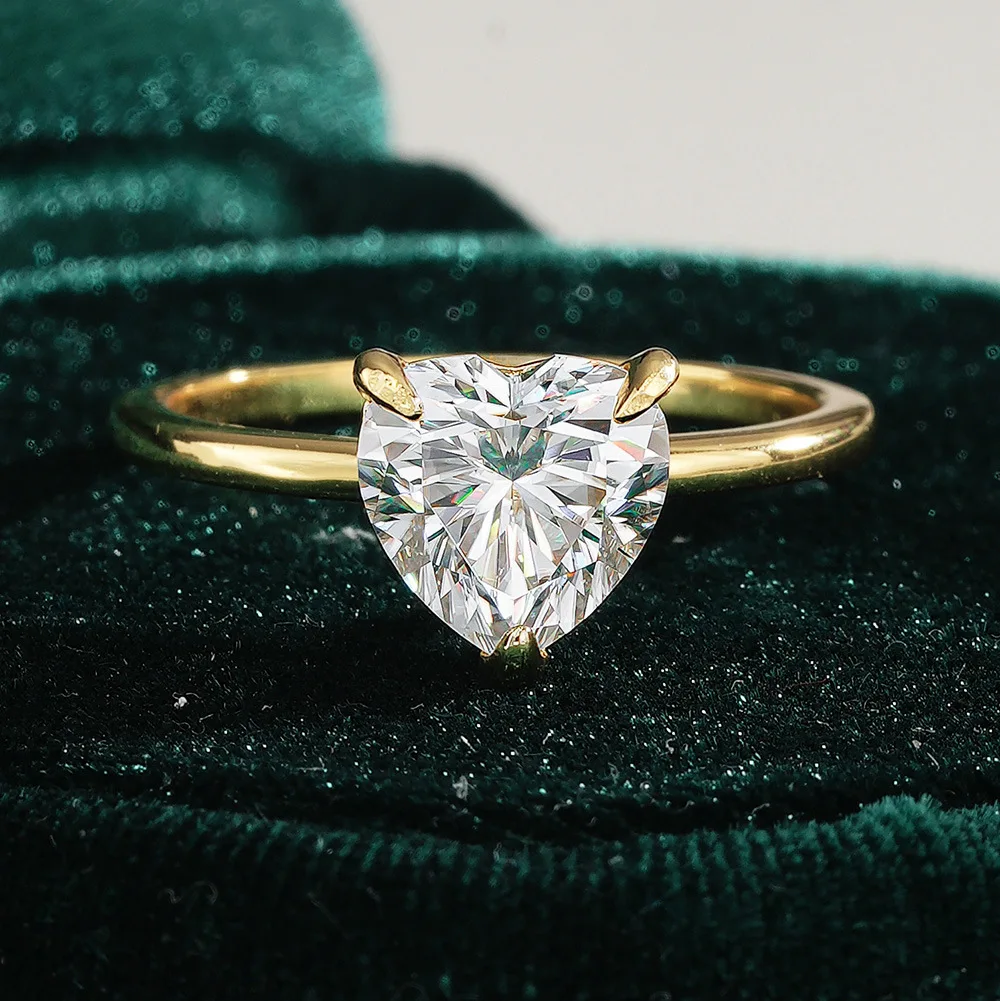 

Luxury Platinum Pt950 Classic Love Ring for Women Heart Shape 18K Gold 2ct Diamond Moissanite Rings Wedding Fine Jewelry