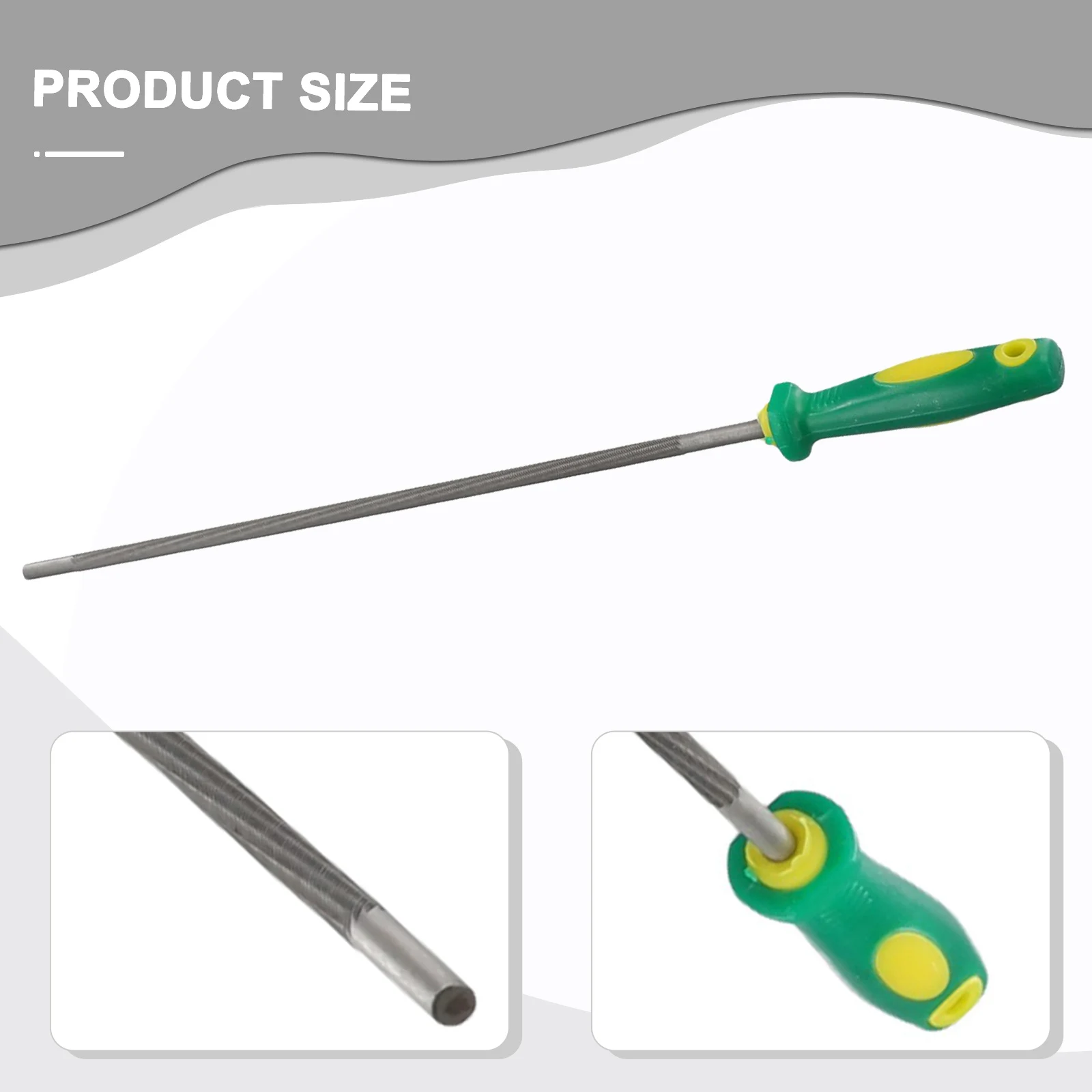 Lima de afilado de motosierra fácil de usar, lima de cadena de motosierra, mango de plástico, lima redonda, 11,22 pulgadas de longitud, 4,8mm de diámetro