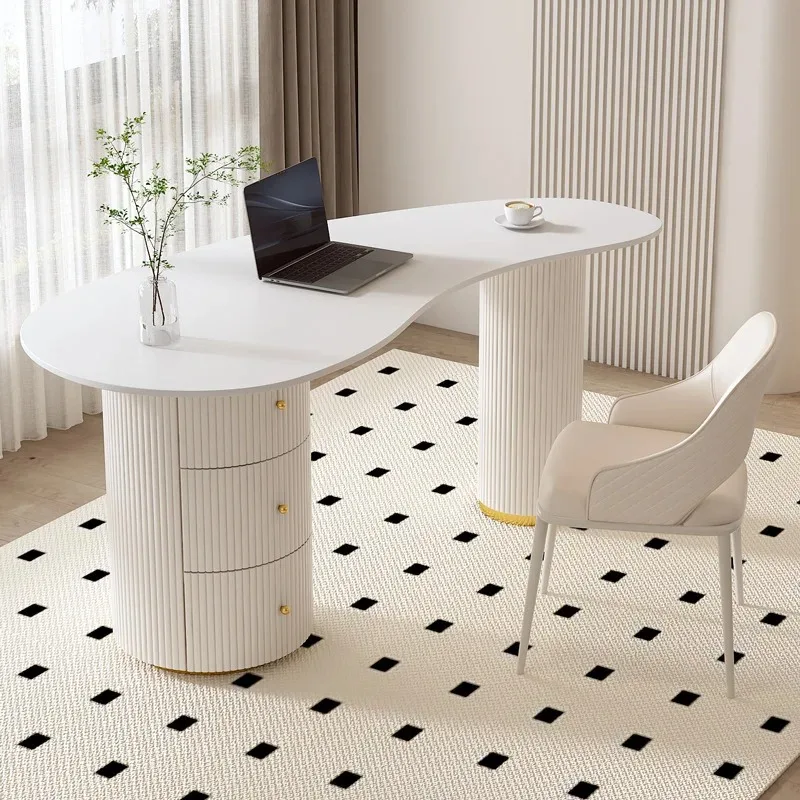 【Hot】custom.Modern Fashionable Curved Artificial Stone Office Desk Made in China Convertible Wooden Feature