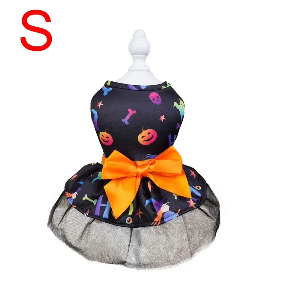 Halloween Dog Costume Puppy Dress Doggie Party With Bowknot Pumkin Bat Shirt Children Carnival Party Role Play Clothes For Girl