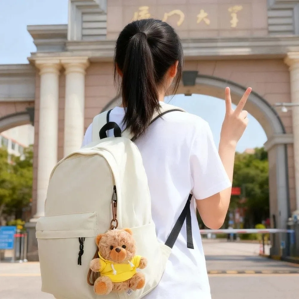 

Small Snacks Cartoon Hoodie Bear Pendant Kawaii Anti-lost Bear KeyChain Fluffy Lovely Little Bear Stuffed Girls