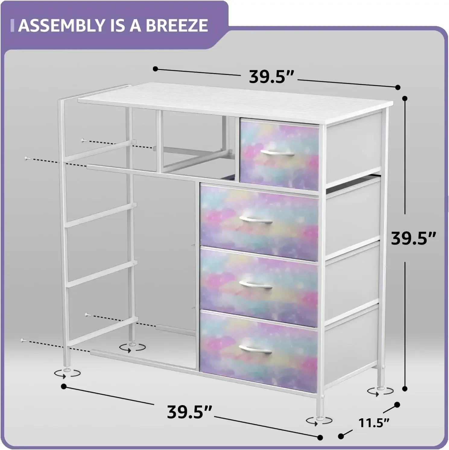 Commode avec 9 égouts de proximité-Coffre de rangement pour enfants, adolescents, chambre à coucher, chambre d'enfant, salle de jeux, vêtements, jouets-Cadre en acier, bois