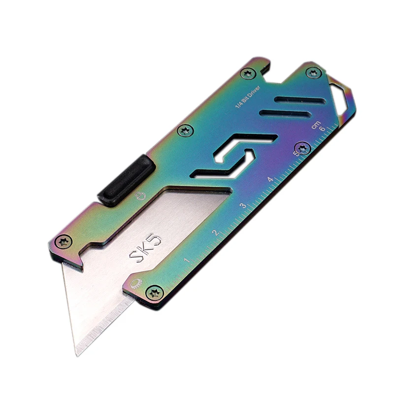 Stainless Steel EDC Folding Utility Knife Wallpaper Knife Paper Cutter Courier Knife Outdoor Peeler Life-Saving Knife B