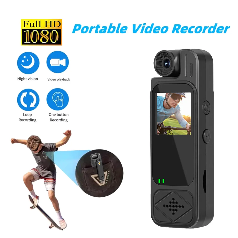 

8-128GB 2K/1080P HD Mini Wifi Action Camera 1.3inch 180 Degree Night Vision Digital Video Recorder Bodycam Worn Police Camera