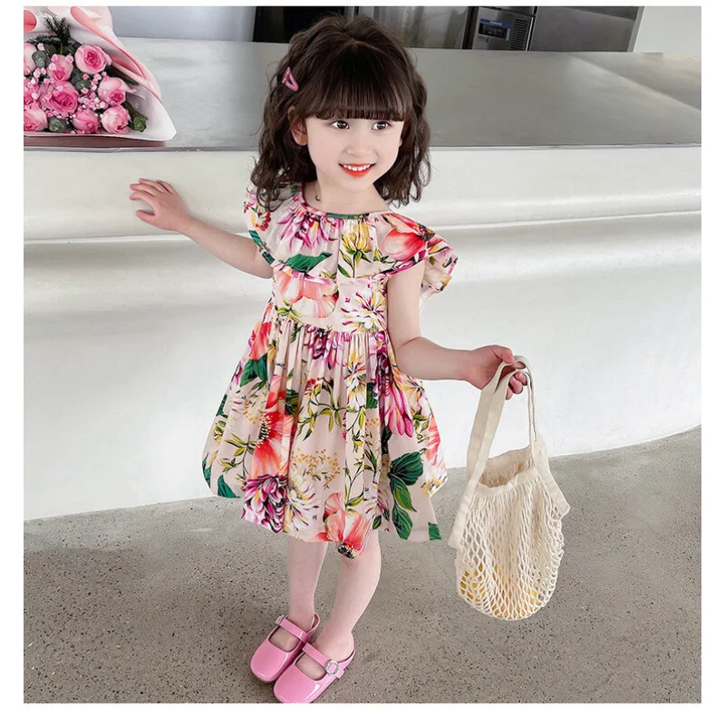 Girls' Floral Dress Sweet Princess Dress25Summer New Foreign Trade Children's Wear Delivery3-8Years Old