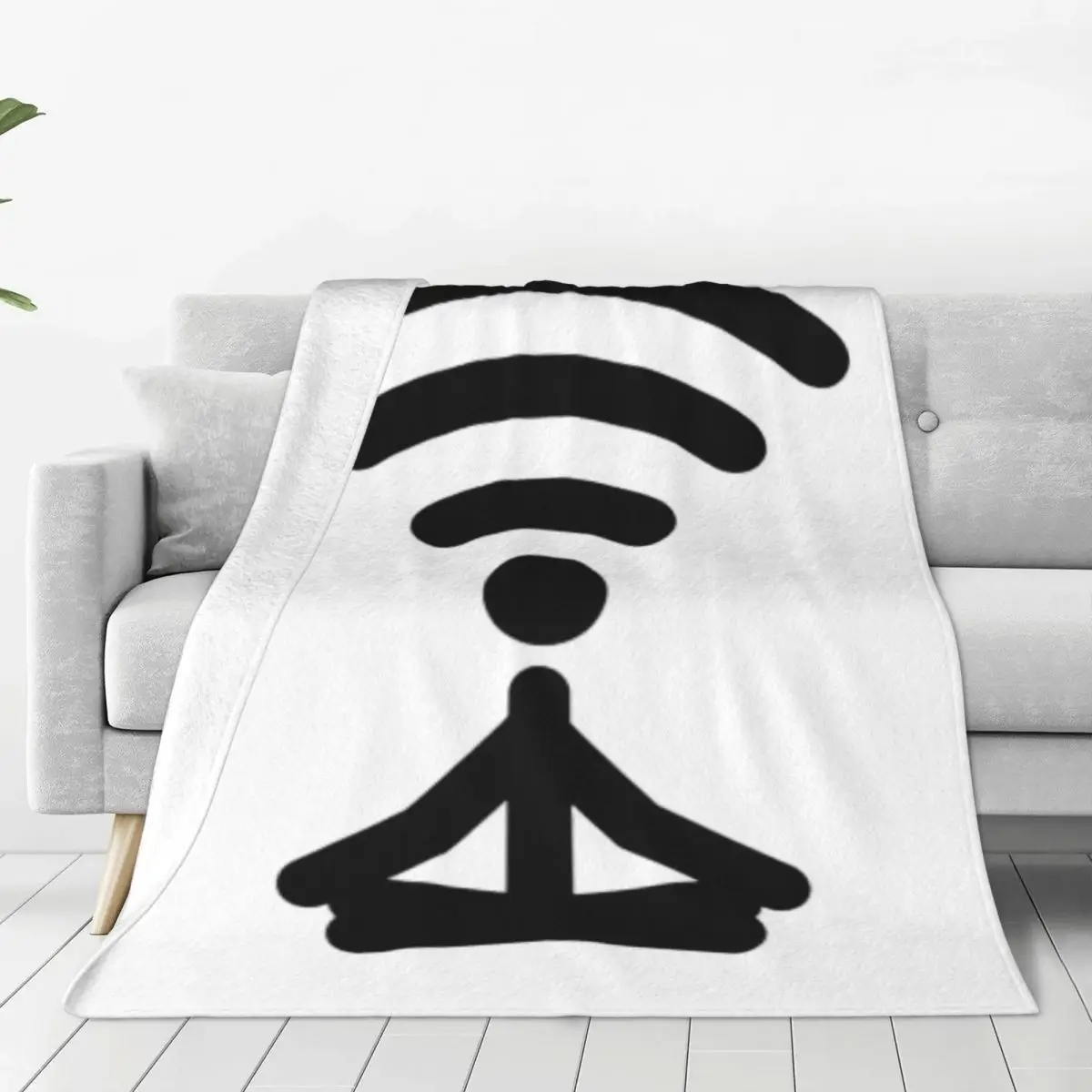 Meditate Wifi Icon Blankets Soft Warm Flannel Throw Blanket Plush for Bed Living room Picnic Travel Home Couch