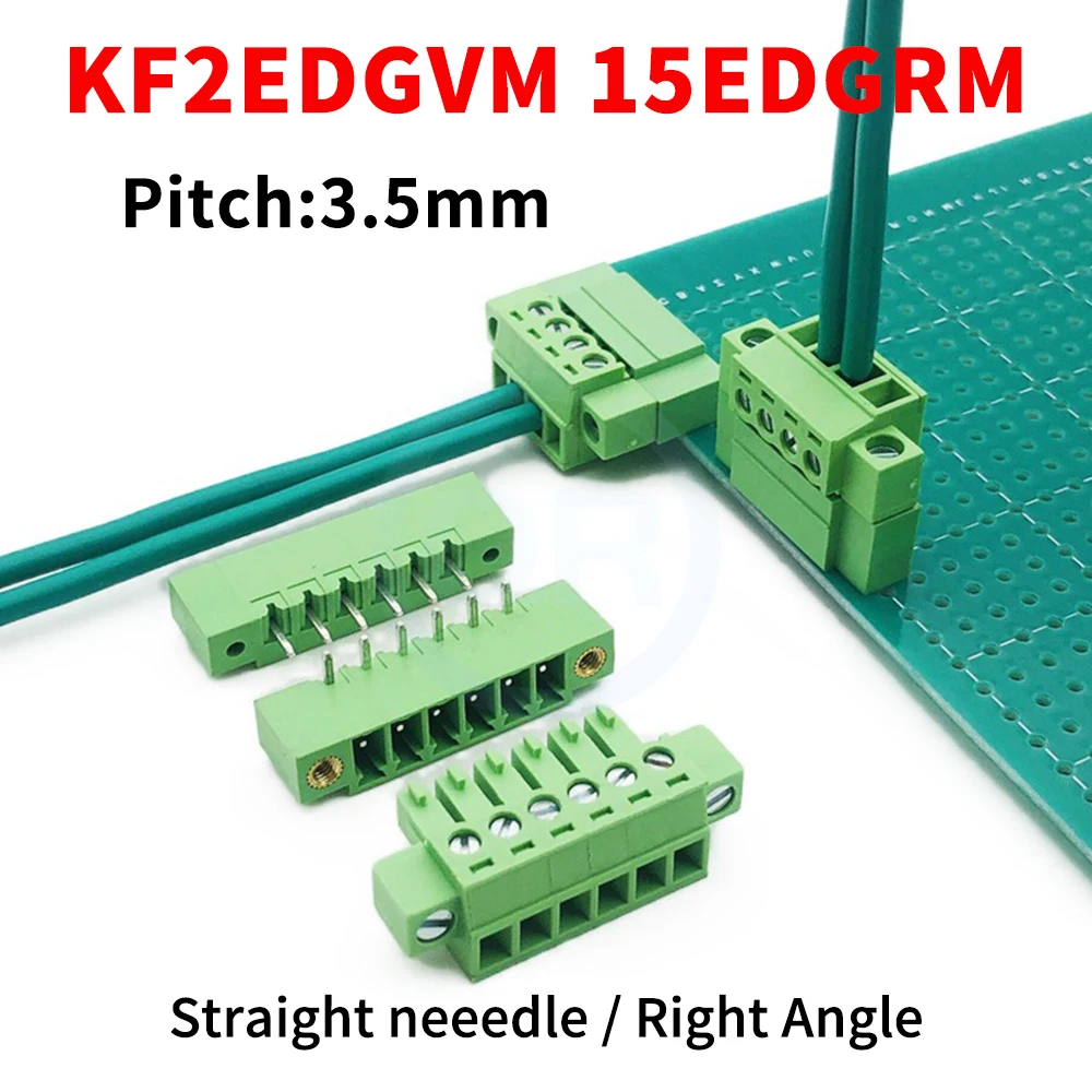 (Juego) Bloque de terminales PCB de 3.5mm Kf 2edgkm + 2edgvm / 2edgrm 15edgkm + Rm / Vm 3.5 con fijación de brida y pin recto en ángulo recto
