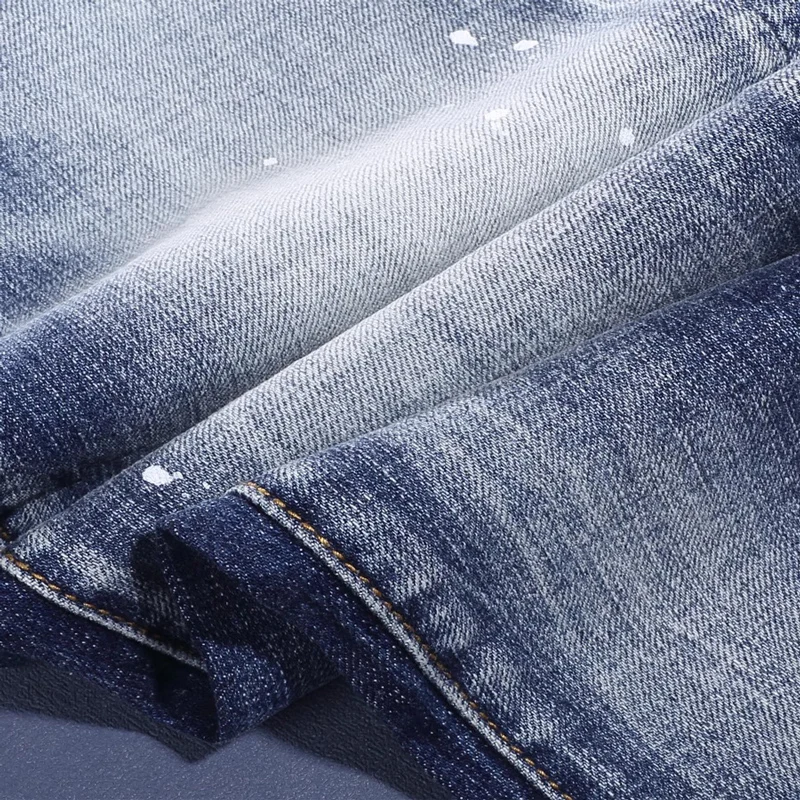 

Модные мужские джинсы Y2K, стираные в воде, ностальгический стрейч, приталенный крой, окрашенные синие джинсы, уличный тренд, отруби в стиле хип-хоп.