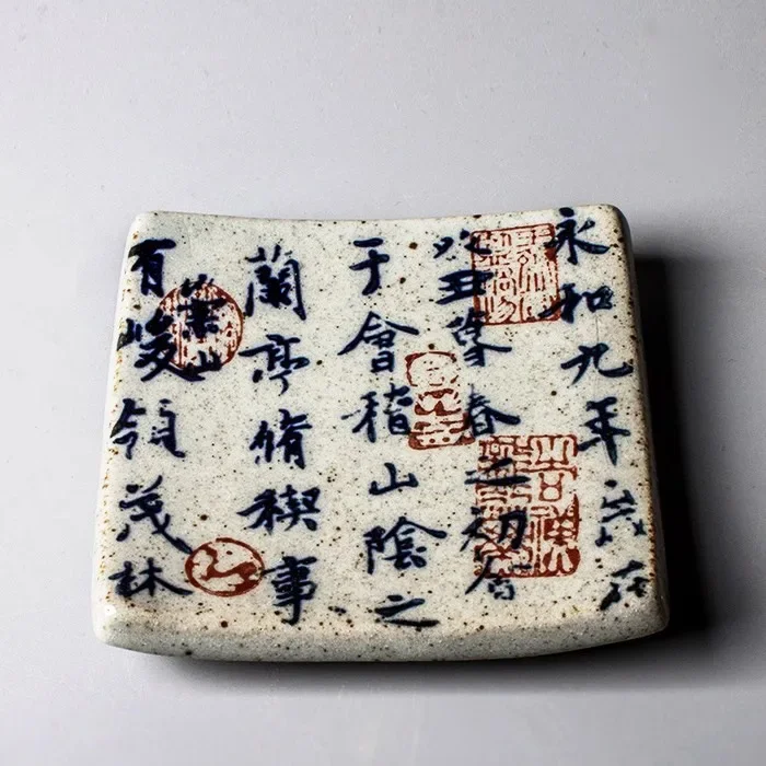 Gongfu-Teeset im Großhandel: Handbemalte quadratische Teetabletts/Untersetzer – rustikale Tassenuntertassen aus grober Tonkeramik für chinesischen Tee