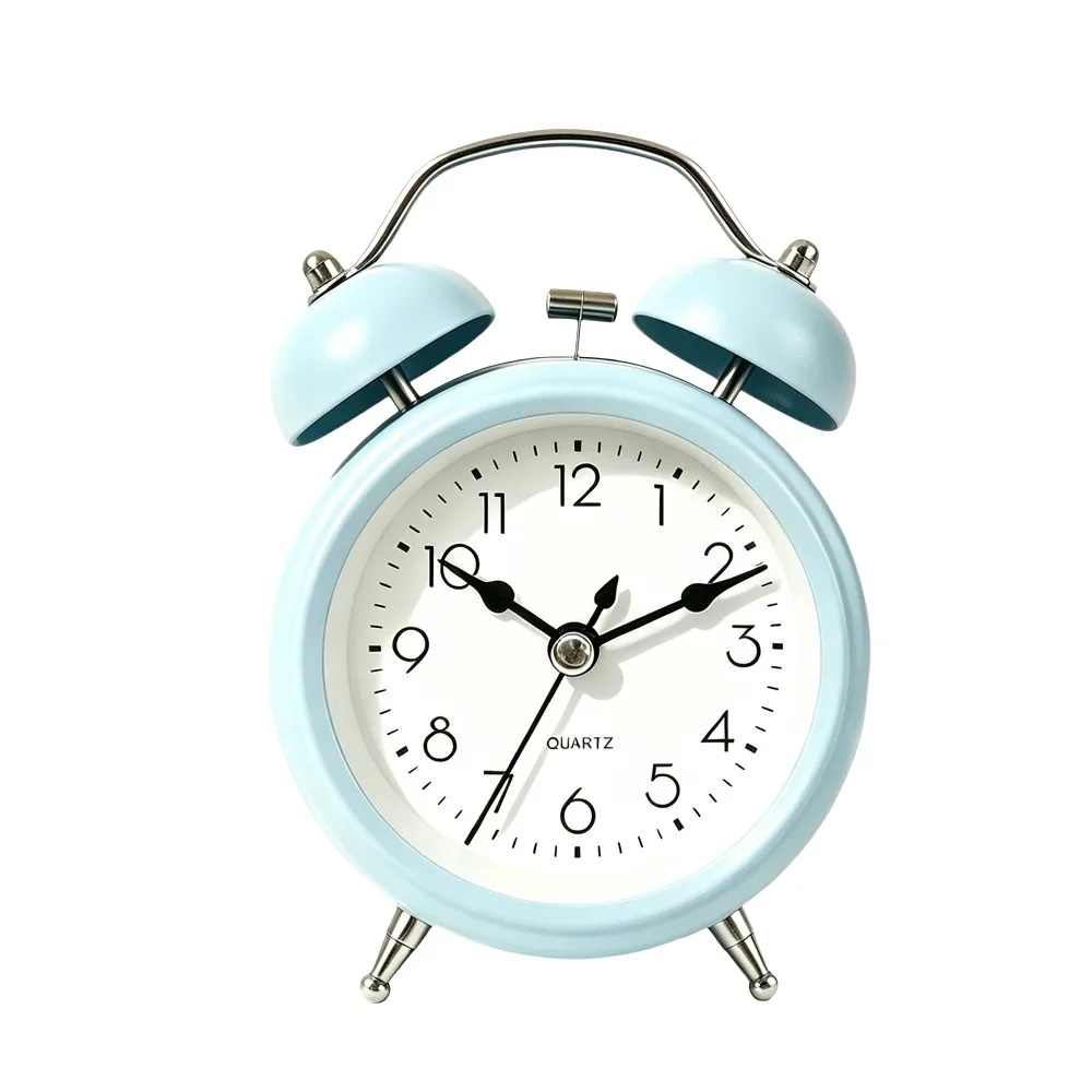 Silent 3 Inch Bell Alarm Clock Battery Operated Twin Bell Kids Alarm Clock Loud Ringing Backlight Metal Alarm Clock For Students