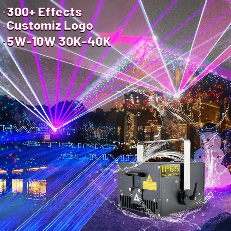 

Мощный водонепроницаемый портативный RGB лазерный светильник Knight 10W для сцены и диджеев