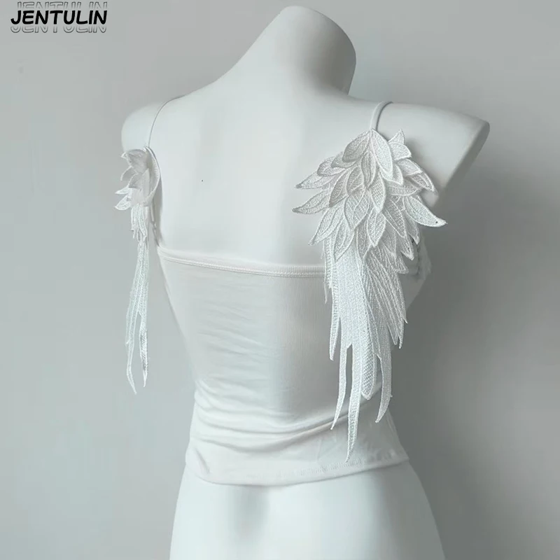 Original Design Black Fungus Lace Holy Top With Square Neck Y2k Exposed Back Summer New Gothic Spicy Girl Exterior Aesthetic