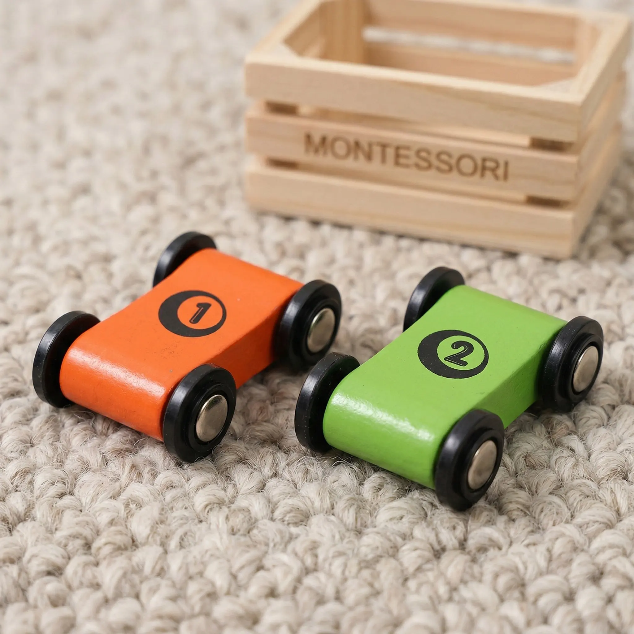 8Pcs Wooden Racing Car Bright Colors Kids Interactive Board Game Mini Desktop Race Track Car Game Fun Plaything