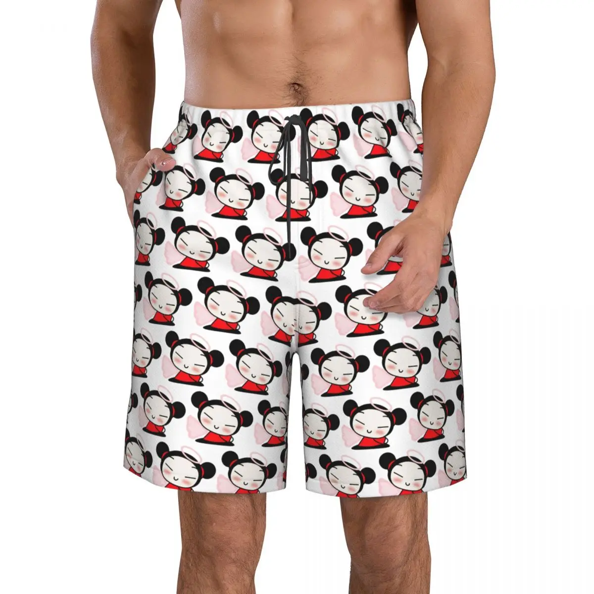

Cartoon Pucca Trunks Beach Board Shorts Casual Quick Dry Swim Summer Men Pants