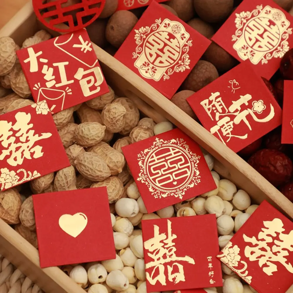 10PCS New Year Packet Mini Coin Money Pockets Dragon Pattern Small Size Luck Money Bag Best Wishes Money Bags Spring Festival
