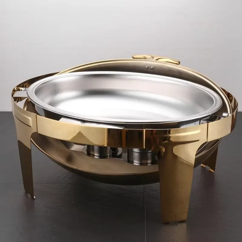 Stainless Steel Egg Shaped Buffet Warmer Self Service Hotel Breakfast Stove Alcohol Fuel Soup Pot Food Grade Chafing Dish
