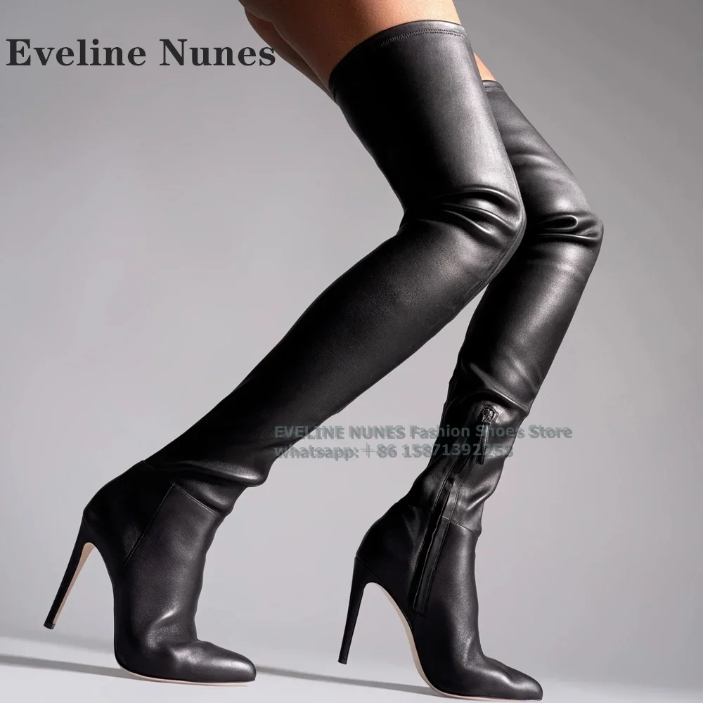 

Pointed Toe Stiletto Zip Over The Knee Boot 2024 Autumn Street Style Splicing Crafted In Sleek Sexy Plus Size Women Modern Boot