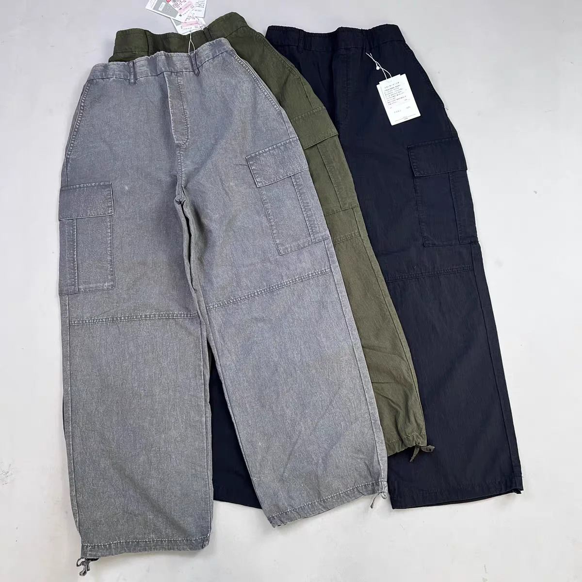 Damskie spodnie casual z nylonu Qui Dry, styl vintage, elastyczna talia, luźne, wygodne, uniwersalne, długie spodnie z prostymi nogawkami, zapinane na zamek...