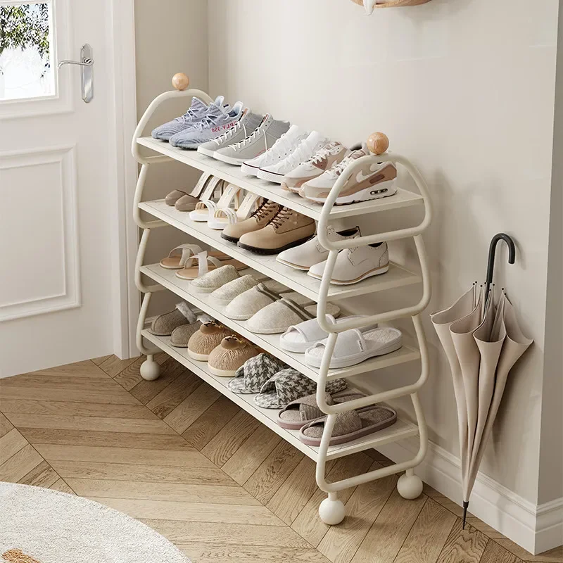 Cream wind shoe rack, multi-layer simple narrow small slipper rack at the door of the home, wrought iron storage, children's