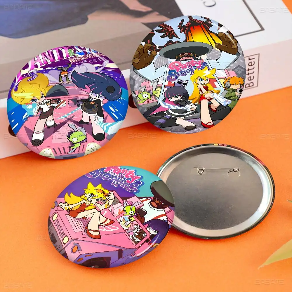 

Anime Panty And Stocking With Garterbelt Creative Pins Smiley Faces Round Brooch Badge Backpack Hat Accessories Jewelry Gifts