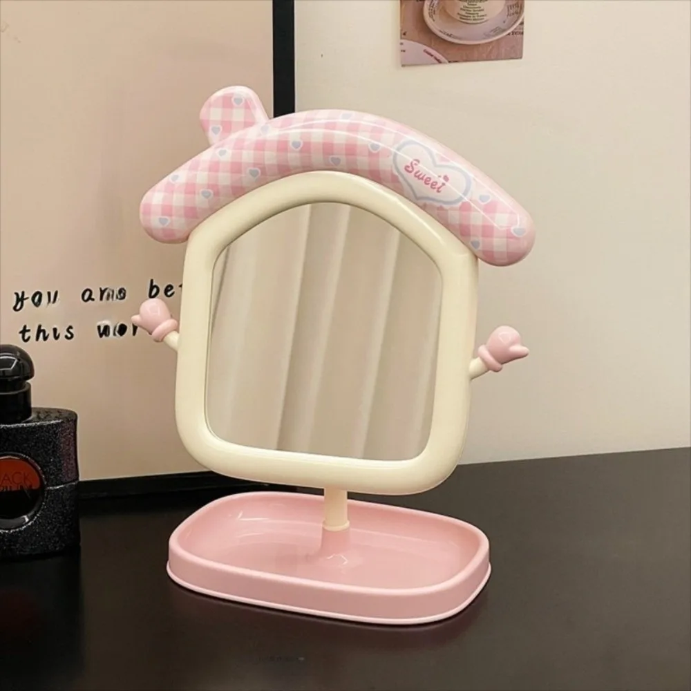 مرآة مكياج لطيفة محمولة قابلة للتعديل بزاوية تخزين سطح المكتب مرايا ديكور إبداعية عالية الوضوح مرآة منزل كرتونية #1