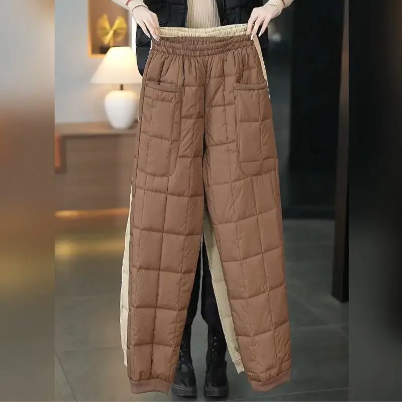 Winter Large Size Light Down Cotton Pants Women's Windproof Thermal Pants Casual Fashion Versatile Women's Boots Harlan Pants