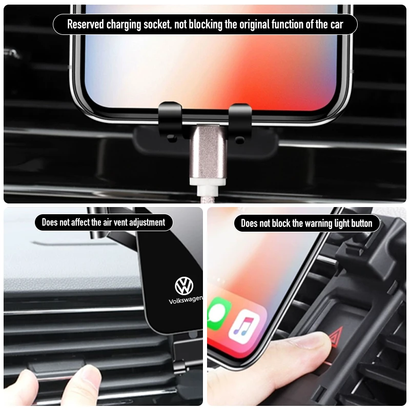 Gravity Car Holder For Phone Air Vent Clip Mount Mobile Cell Stand For VW R Scirocco Jetta Beetle Golf Polo Tiguan Sharan Touran