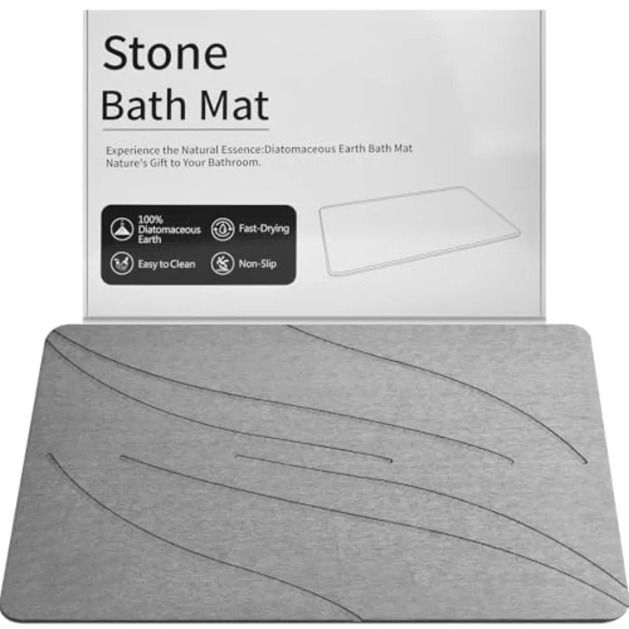 

Stone Bath Mat - Diatomaceous Earth Non-Slip Stone Shower Mat Quick Drying Easy to Clean - Super Absorbent Diatomite Stone Mats