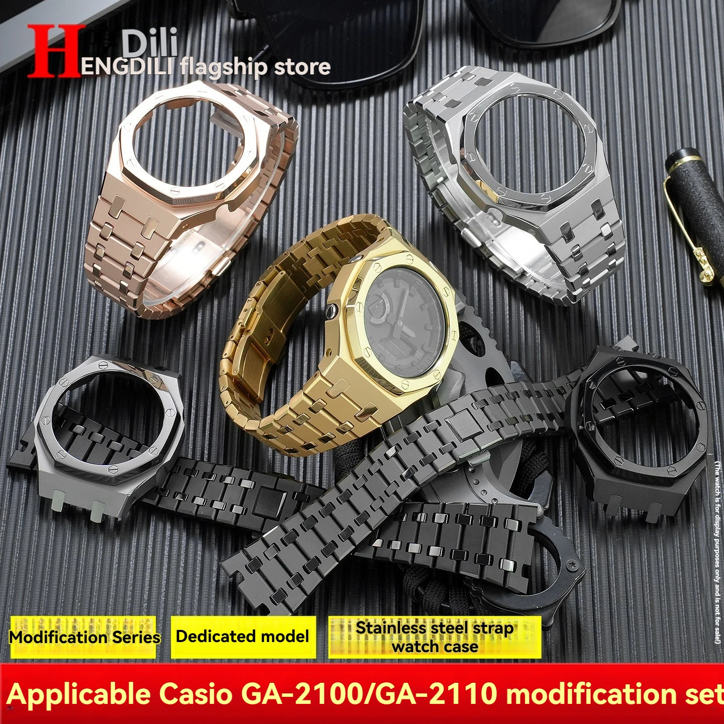GA2100 Stainless Steel Case&Strap set For Casio GA-2100 GA-2110 GA-B2100 Bright light case Upgrade Mod Kit Men's bracelet