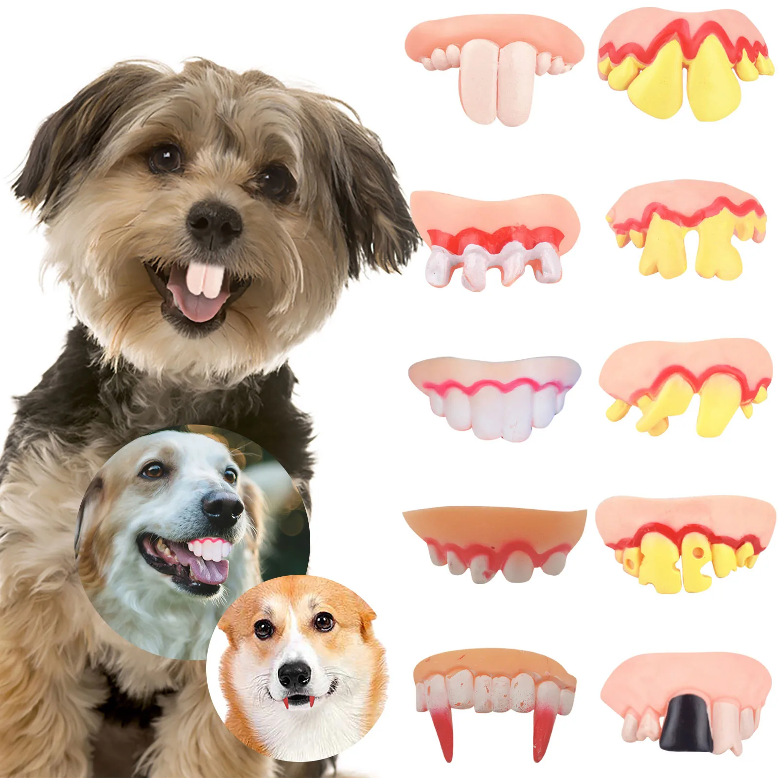 Funny False Teeth For Pet Dog Decoration Accessories Teeth Funny Dentures Toys Halloween Tricky Halloween Cosplay