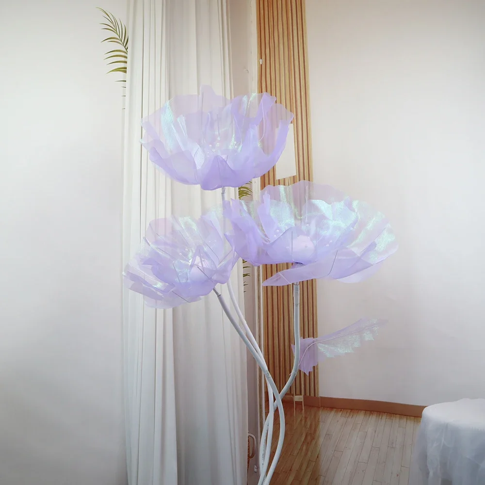 Silk Poppy Artificial Yarn Flower Wedding Outdoor Party Decoration Wreath Flores Branch Photography Props Giant Gauze Flowers