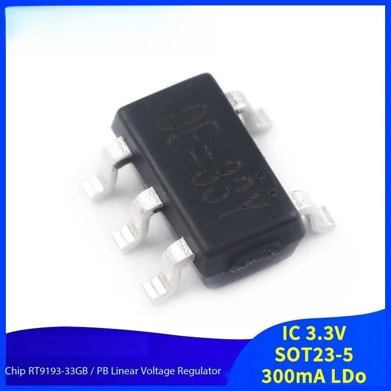 

5PCS RT9193-33GB/PB Linear Regulator Chip SOT23-5 IC 3.3V 300mA LDO