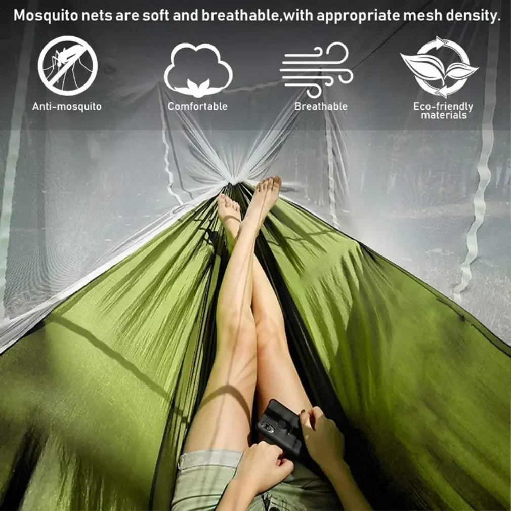 2024 Outdoor Camping Hammockอัตโนมัติเปิดยุงสุทธิคู่เปลญวนกลางแจ้งCamping Anti-ยุงCampเตียง