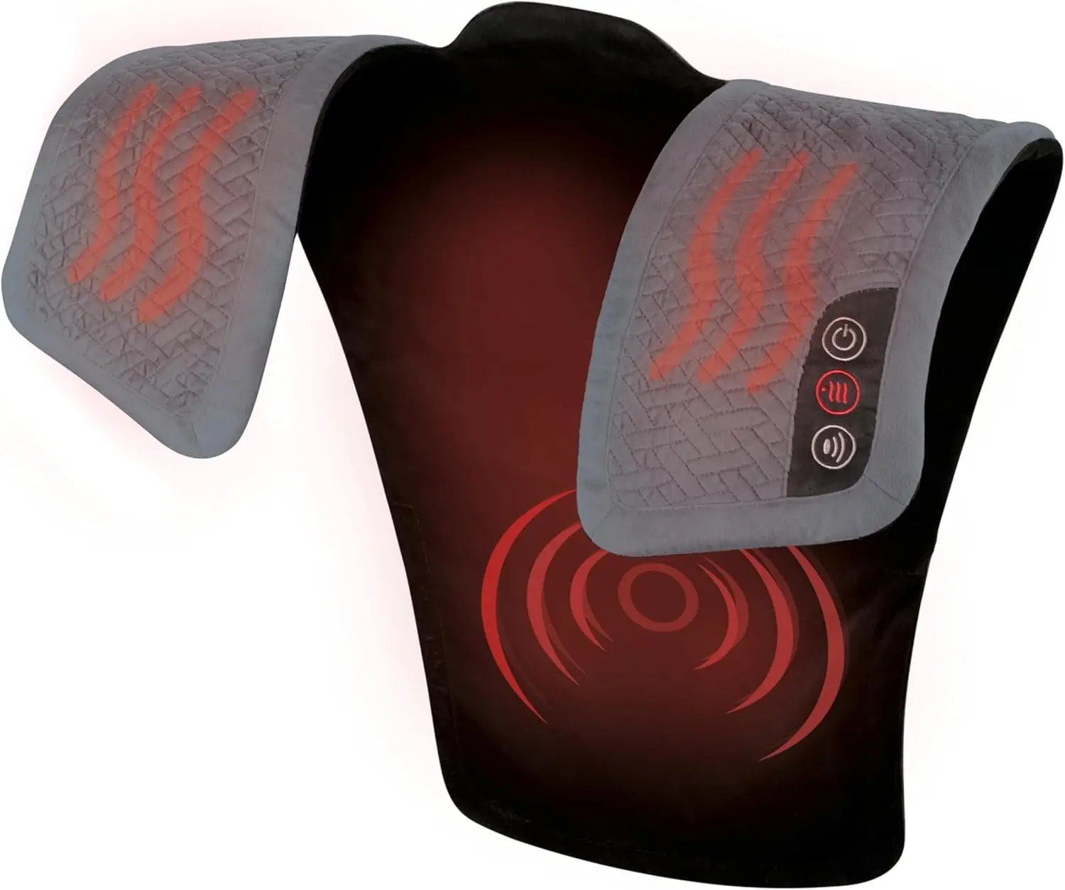 

Heated Vibration Shoulder Massager Wrap, Soft Fabric, 2 Speeds & Styles for Tension Relief