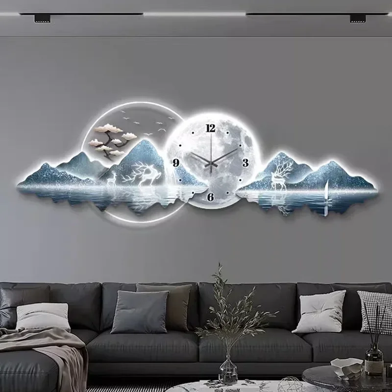 Chinese Style Minimalist Clock Wall Fashion Cartoon Restaurant Silent Wall Watch Creative Reloj De Pared Ornaments Home Decor