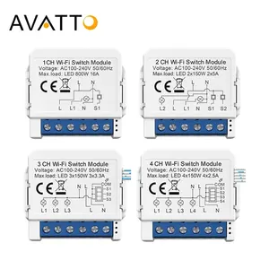 AVATTO Tuya WiFi 1/2/3/4 Gang Sakelar Pintar Mini Modul Sakelar Lampu DIY Kontrol 2 Arah Bekerja dengan Alexa Alice Google Home Pintar 10 sakelar wifi geng 5 penjualan terbaik - №