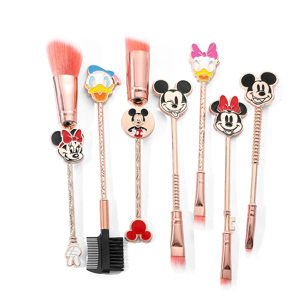 Disney Cartoon Makeup Brushes Set, Mickey Mouse, Minnie, Donald Duck, Daisy, Christmas Night, Anime Make Up Brush, 7Pcs, Set