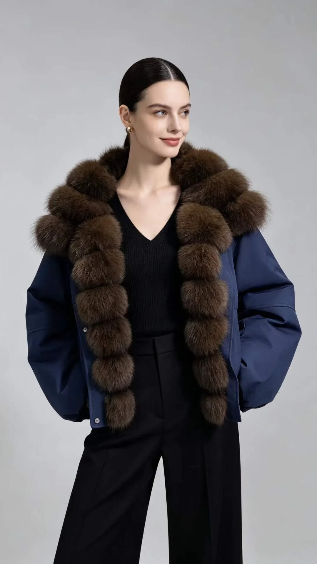 OFTBUY Big Fox Fur Spliced Parkas Winter Warm Thick Women's Coat Loose Duck Down Clothes Women Short Jacket with Fur for Women