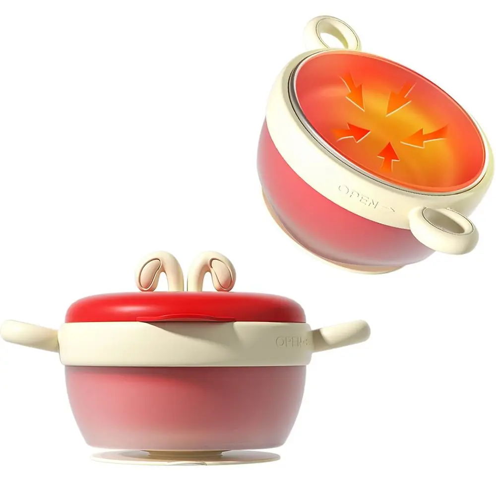 

Heat Sensitive Baby Insulated Bowl Food-Grade Suction Base Infant Feeding Bowl 316 Stainless Steel Liner Insulated Lid