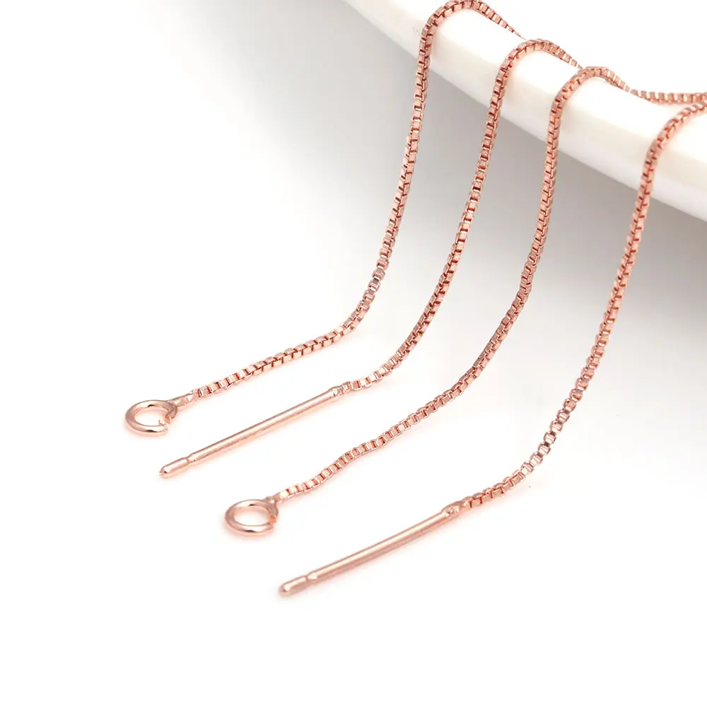 10PCS 18K Gold Color Silver Color Brass Stud Earring Line Connect Square Chain Jewelry Making Supplies Diy Findings Accessories