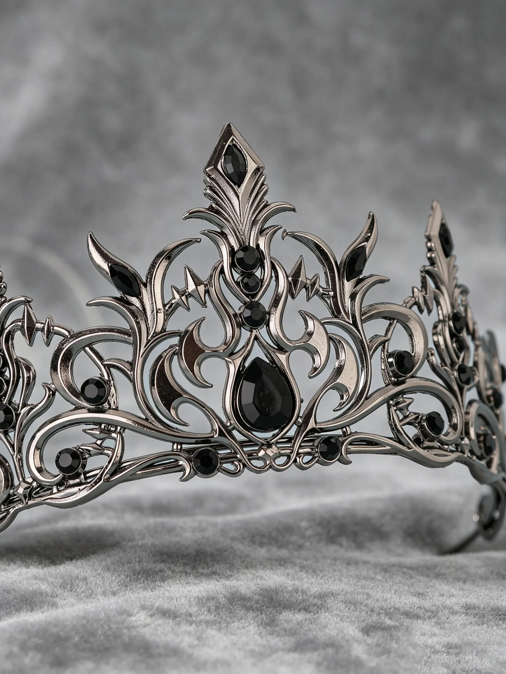 Gothic Black Crystal Men's Crown, Silver-Toned Royal Tiara, King Crown for Halloween, Dark Wedding & CosplaySuitable for balls image 6