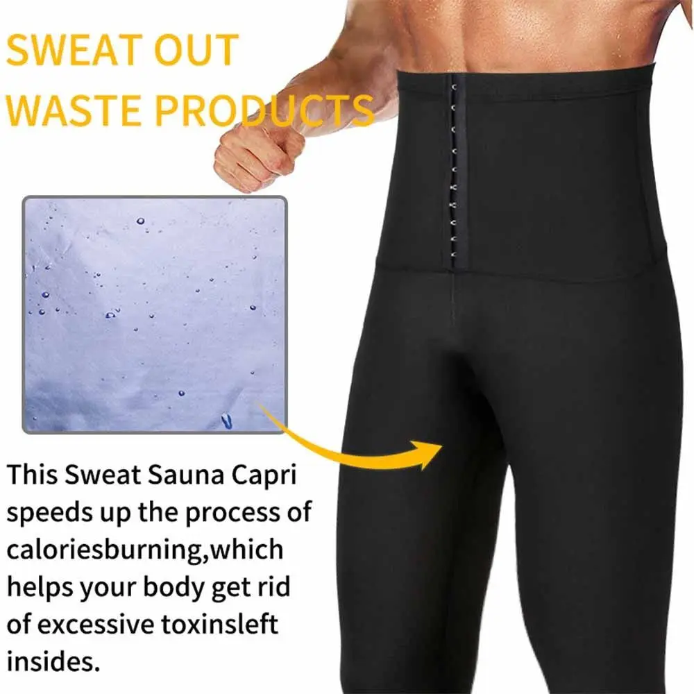 Compression Fit Sweat Absorption Pants Hot Thermo Sauna Effect Body Shaper Sweat Absorption Tummy Control Men Loss Leggings