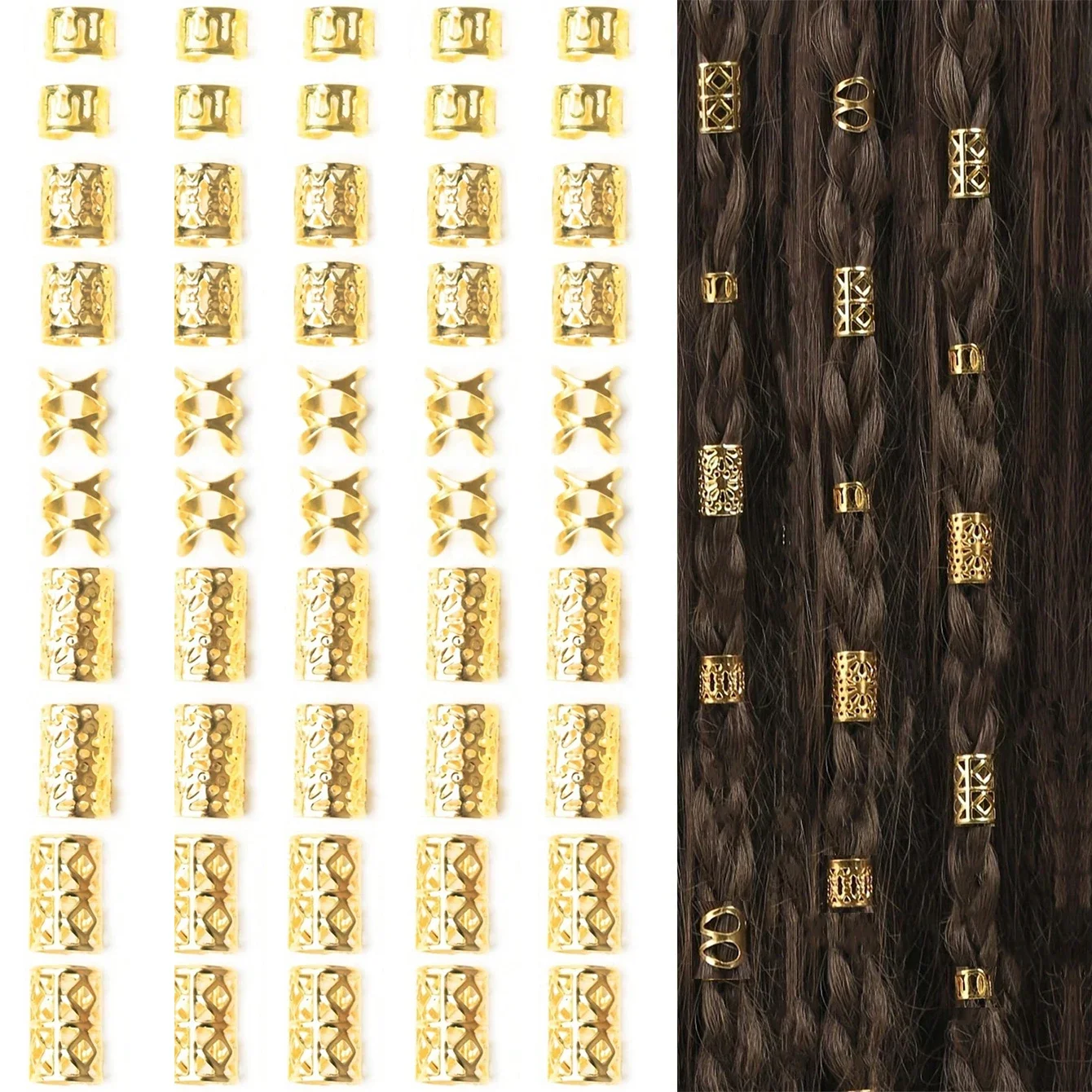 50PCS Alloy Hair Jewelry for Braid Dreadlock Accessories Braid Clip  Loc Jewelry for Women Men Hair Accessories Braid Decoration