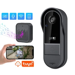 Wireless Video Doorbell Camera with Wireless Chime Ringer Two Way Audio Tuya APP Control Night Viewing 2.4G WiFi Only TF