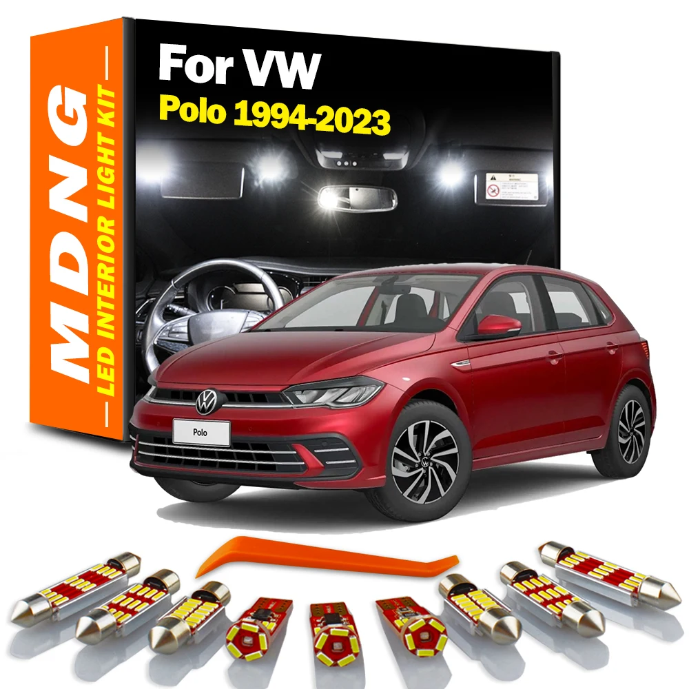 MDNG LED Interior Trunk Dome Map Reading Sun Visor Light Kit For VW Polo 6R 6C 9N 6N AW1 1994- 2019 2020 2021 2022 2023 Car Lamp