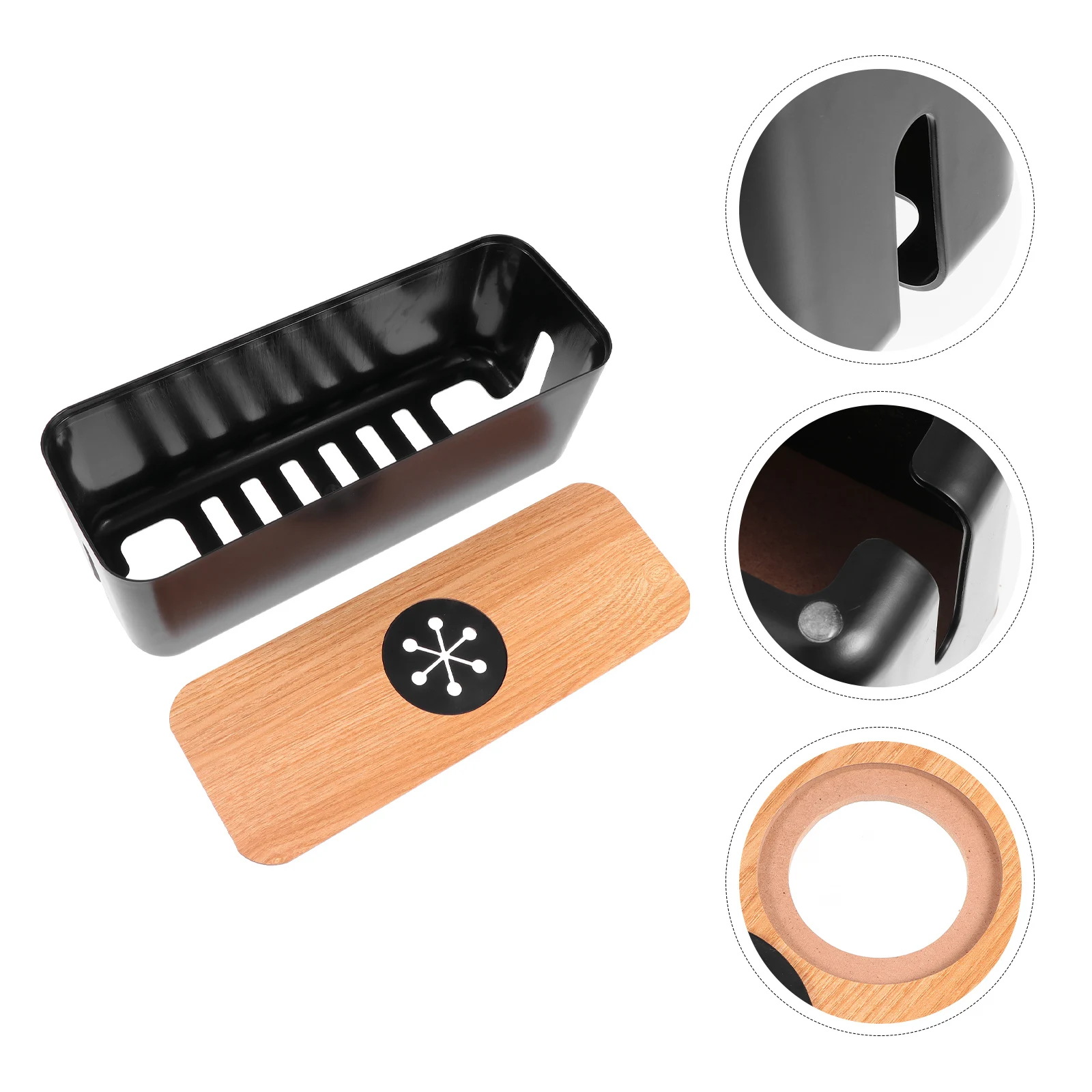 

1pc Cable Storage Box Round Holed Durable Wire Management Case For Home Office Gaming Charging Cords Power Line Organizer Socket