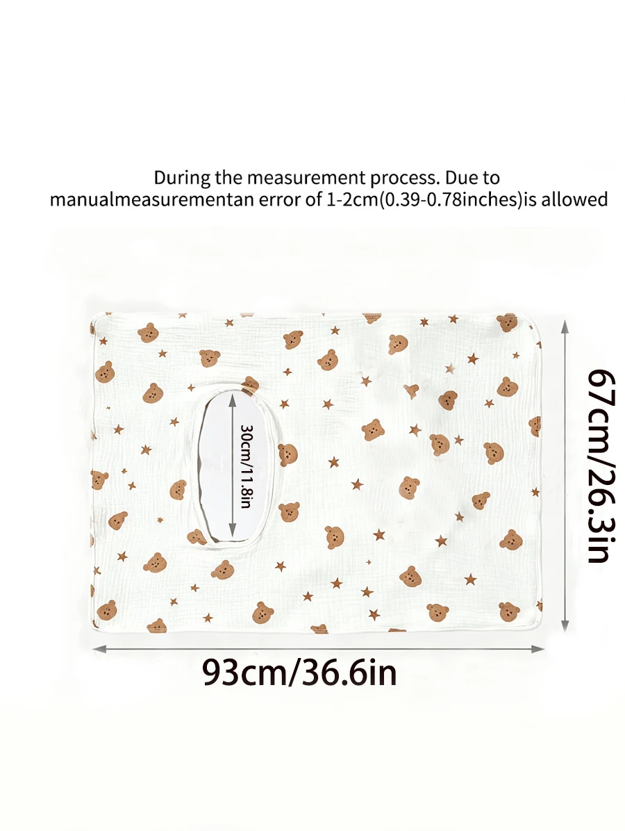 1 Stück Multifunktionale Stillabdeckung, Atmungsaktiver Gaze-Stoff, Bärenmuster Stillabdeckung für den Außenbereich, Stillabdeckung + Pucktuch + Decke + Kinderwagen-Sonnenschutz – Detail 2