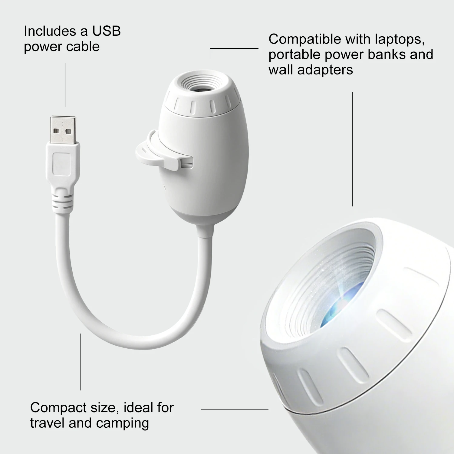 2-in-1 USB-Projektionslampe mit Einstellbarem Fokus, Auto-Ambientelicht, Sternenhimmel-Projektor, Romantische Saturn-Galaxie-Nachtbeleuchtung